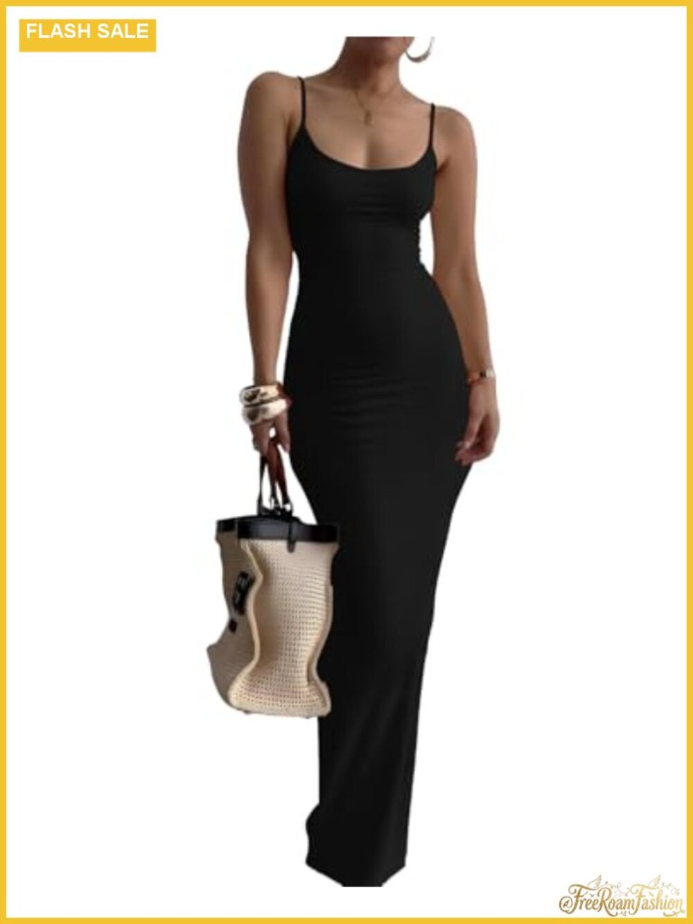 Spaghetti Strap Bodycon Maxi Dress Sleeveless Slim Fit Party